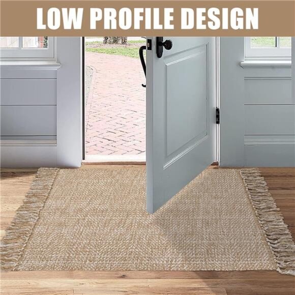Small Bathroom Rug, 2' x 3' Hand-Woven Low Profile Front Entryway Rug - Picture 5 of 6
